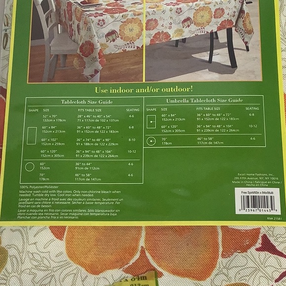 Excell Home Fashions Multicolor Indoor/Outdoor Tablecloth - Picture 4 of 7